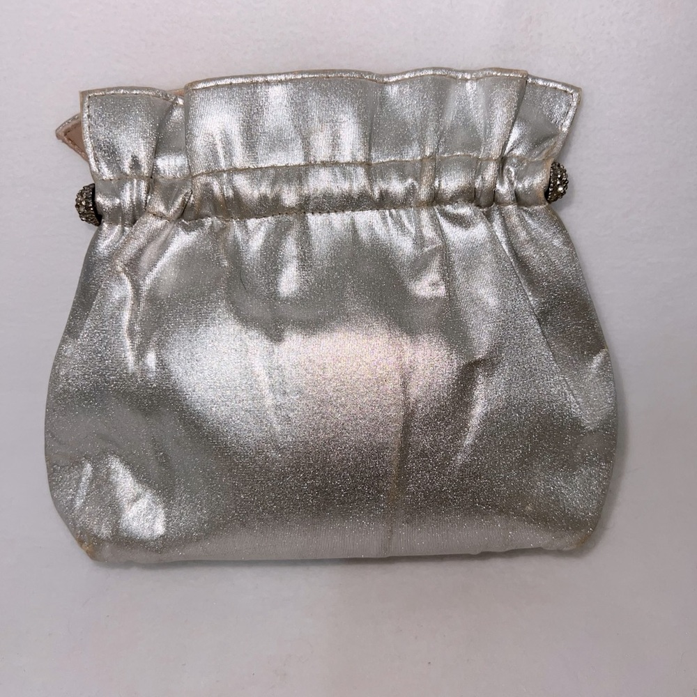 Vintage Ande Handbag Purse Silver Clutch Bag w/ Silver Chain 9"x6" Formal 1950s